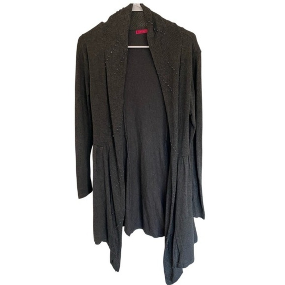 2XISTREMZ Gray Open Front Cardigan Embellished Knit Sweater M‎